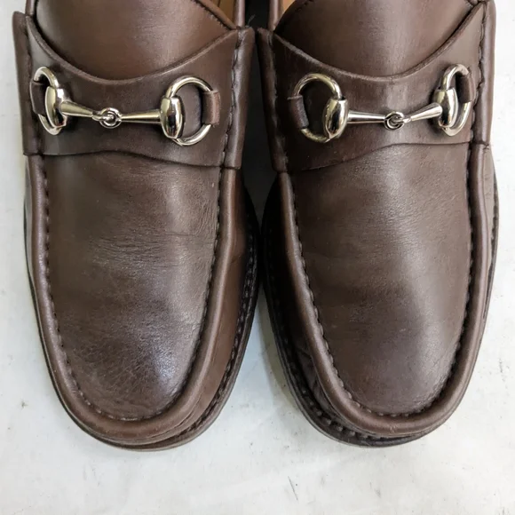 Gucci Horsebit Loafers Brown Leather Men 8 D Rubber - Picture 3 of 16